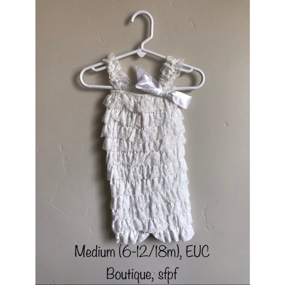 Baby Girl White Lace Sleeveless Romper Sz 6-12/18m